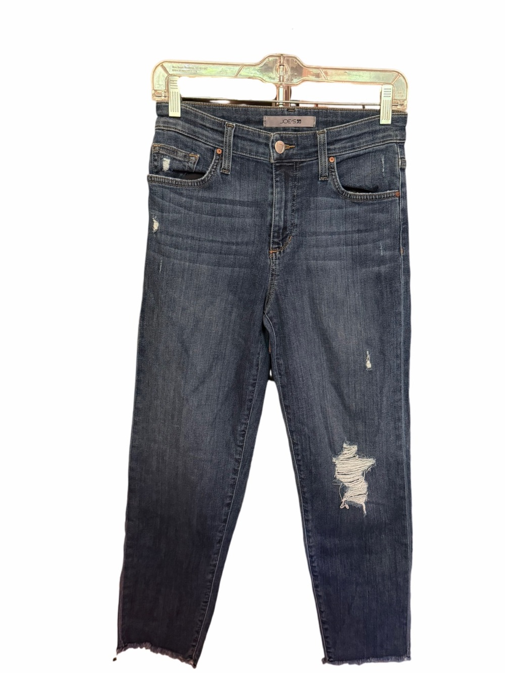 Joe's Jeans Dark Blue Distressed Straight-Leg Jeans